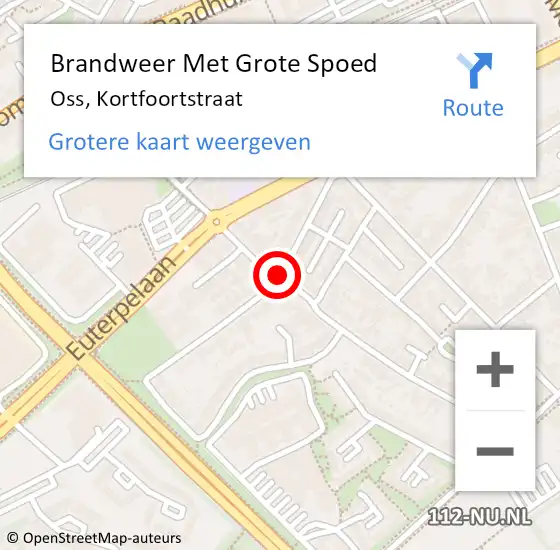 Locatie op kaart van de 112 melding: Brandweer Met Grote Spoed Naar Oss, Kortfoortstraat op 15 november 2019 00:22