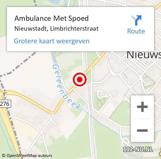 Locatie op kaart van de 112 melding: Ambulance Met Spoed Naar Nieuwstadt, Limbrichterstraat op 19 april 2014 20:12