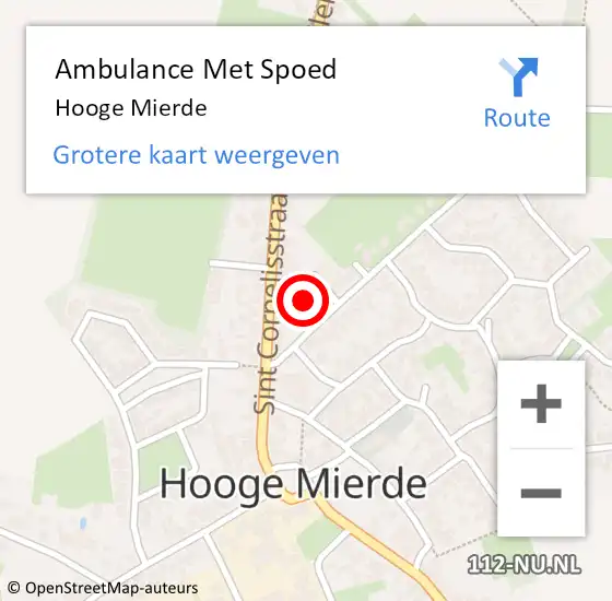 Locatie op kaart van de 112 melding: Ambulance Met Spoed Naar Hooge Mierde op 15 november 2019 03:14