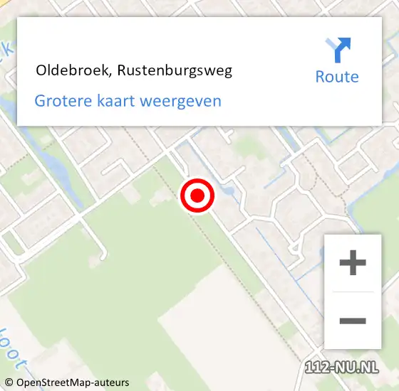 Locatie op kaart van de 112 melding:  Oldebroek, Rustenburgsweg op 15 november 2019 03:14