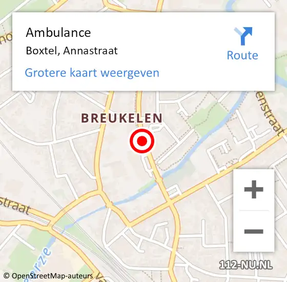 Locatie op kaart van de 112 melding: Ambulance Boxtel, Annastraat op 15 november 2019 08:20