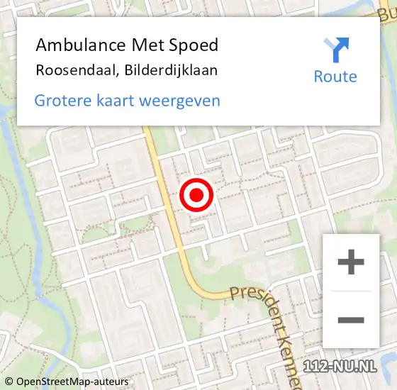 Locatie op kaart van de 112 melding: Ambulance Met Spoed Naar Roosendaal, Bilderdijklaan op 15 november 2019 09:24