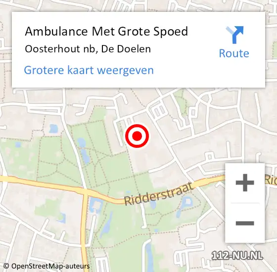 Locatie op kaart van de 112 melding: Ambulance Met Grote Spoed Naar Oosterhout, De Doelen op 15 november 2019 10:38