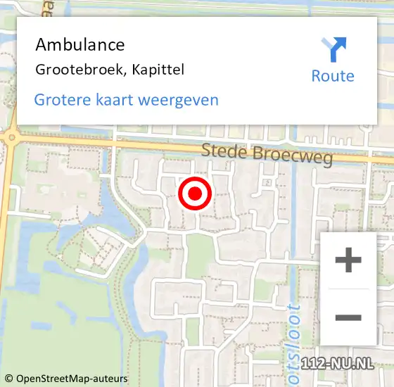 Locatie op kaart van de 112 melding: Ambulance Grootebroek, Kapittel op 15 november 2019 11:04