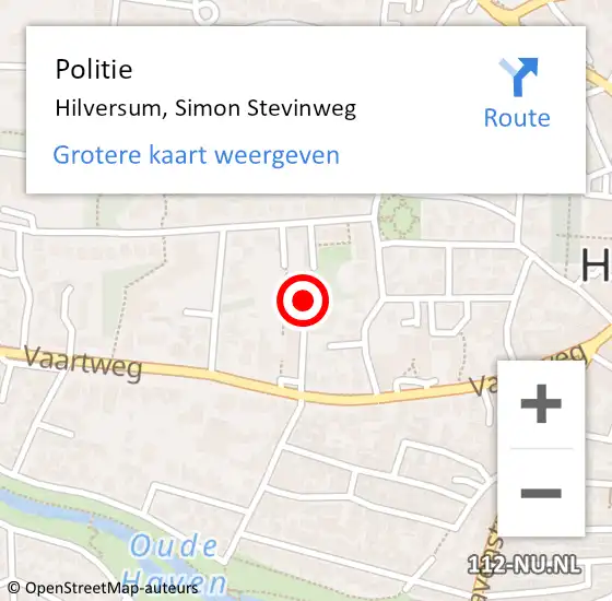Locatie op kaart van de 112 melding: Politie Hilversum, Simon Stevinweg op 15 november 2019 11:40