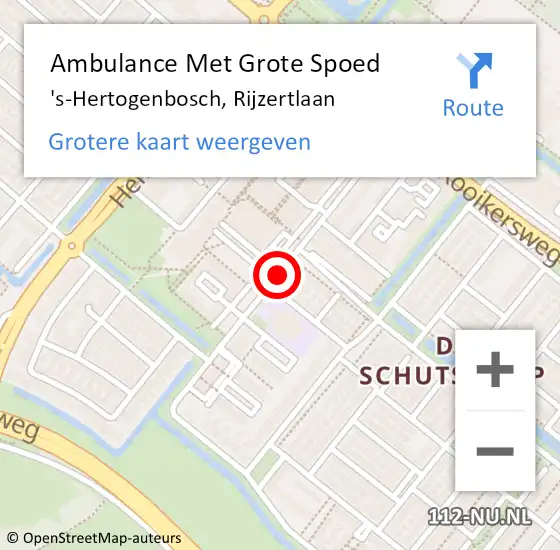 Locatie op kaart van de 112 melding: Ambulance Met Grote Spoed Naar 's-Hertogenbosch, Rijzertlaan op 15 november 2019 12:25