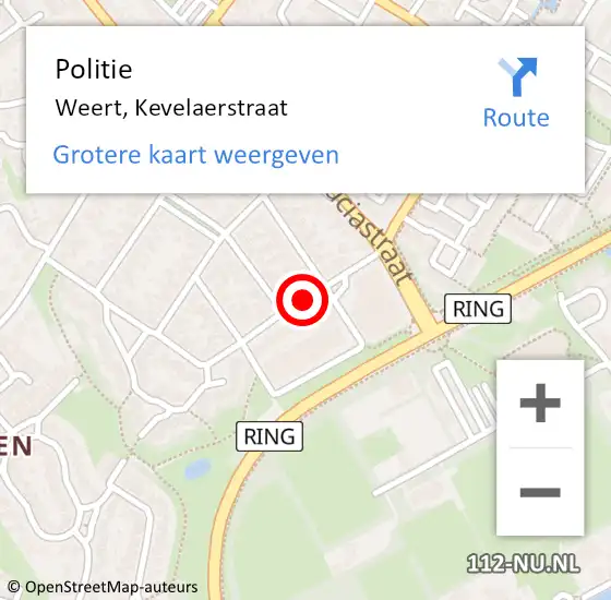 Locatie op kaart van de 112 melding: Politie Weert, Kevelaerstraat op 15 november 2019 13:24