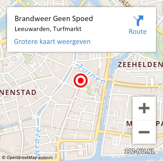 Locatie op kaart van de 112 melding: Brandweer Geen Spoed Naar Leeuwarden, Turfmarkt op 15 november 2019 13:50