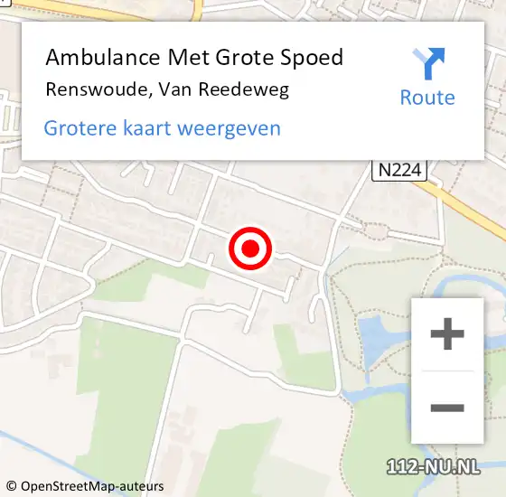 Locatie op kaart van de 112 melding: Ambulance Met Grote Spoed Naar Renswoude, Van Reedeweg op 15 november 2019 14:06