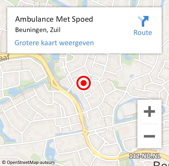 Locatie op kaart van de 112 melding: Ambulance Met Spoed Naar Beuningen, Zuil op 15 november 2019 14:10