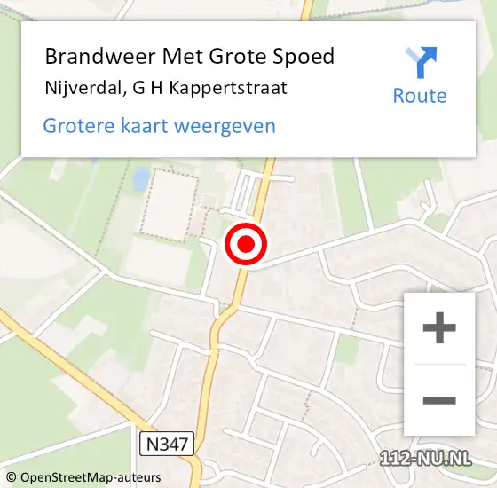 Locatie op kaart van de 112 melding: Brandweer Met Grote Spoed Naar Nijverdal, G H Kappertstraat op 15 november 2019 14:18