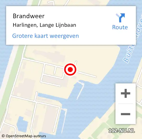 Locatie op kaart van de 112 melding: Brandweer Harlingen, Lange Lijnbaan op 15 november 2019 14:21