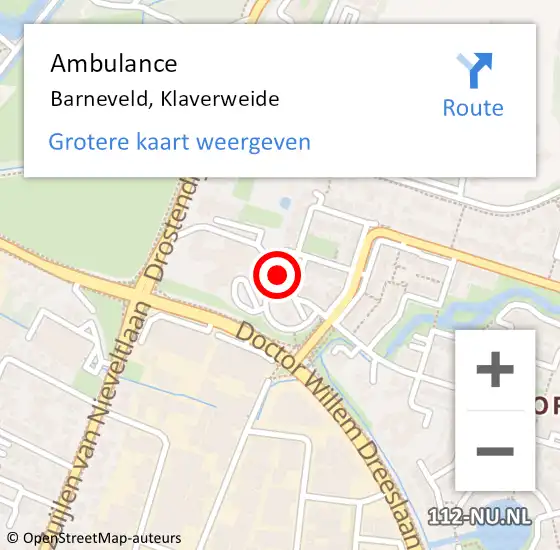 Locatie op kaart van de 112 melding: Ambulance Barneveld, Klaverweide op 15 november 2019 14:23