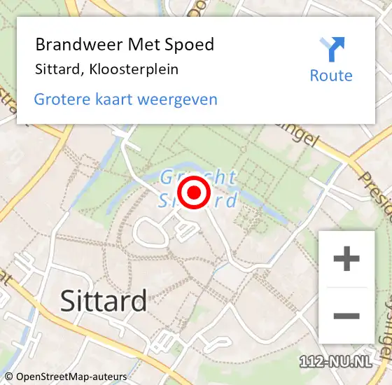 Locatie op kaart van de 112 melding: Brandweer Met Spoed Naar Sittard, Kloosterplein op 15 november 2019 14:40