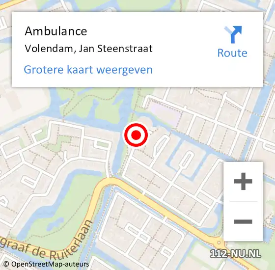 Locatie op kaart van de 112 melding: Ambulance Volendam, Jan Steenstraat op 15 november 2019 16:53