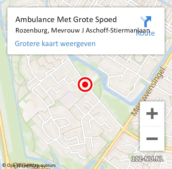 Locatie op kaart van de 112 melding: Ambulance Met Grote Spoed Naar Rozenburg, Mevrouw J Aschoff-Stiermanlaan op 15 november 2019 17:22
