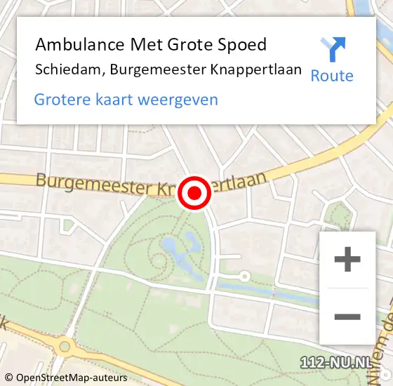 Locatie op kaart van de 112 melding: Ambulance Met Grote Spoed Naar Schiedam, Burgemeester Knappertlaan op 15 november 2019 17:35