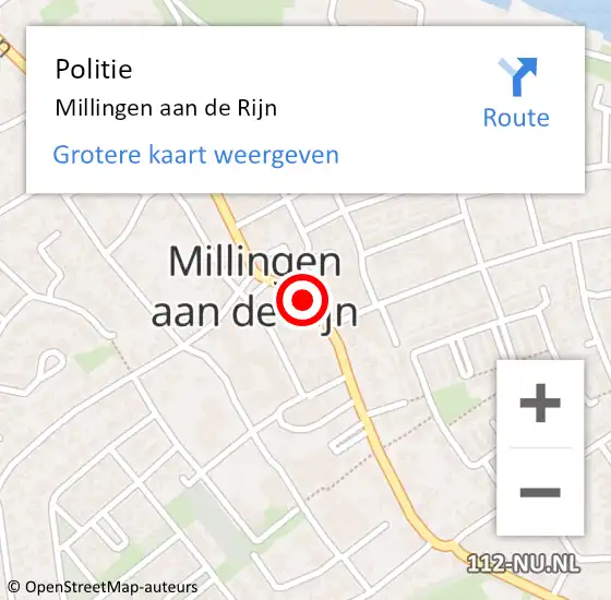 Locatie op kaart van de 112 melding: Politie Millingen aan de Rijn op 15 november 2019 17:40