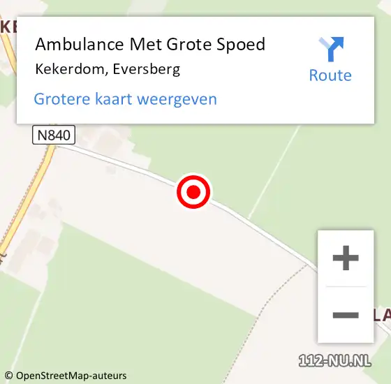 Locatie op kaart van de 112 melding: Ambulance Met Grote Spoed Naar Kekerdom, Eversberg op 15 november 2019 17:41