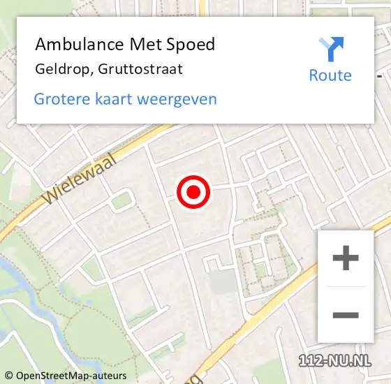 Locatie op kaart van de 112 melding: Ambulance Met Spoed Naar Geldrop, Gruttostraat op 15 november 2019 17:52