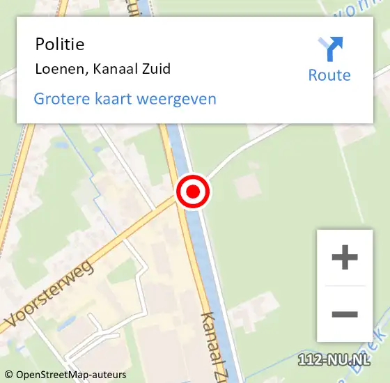 Locatie op kaart van de 112 melding: Politie Loenen, Kanaal Zuid op 15 november 2019 18:17