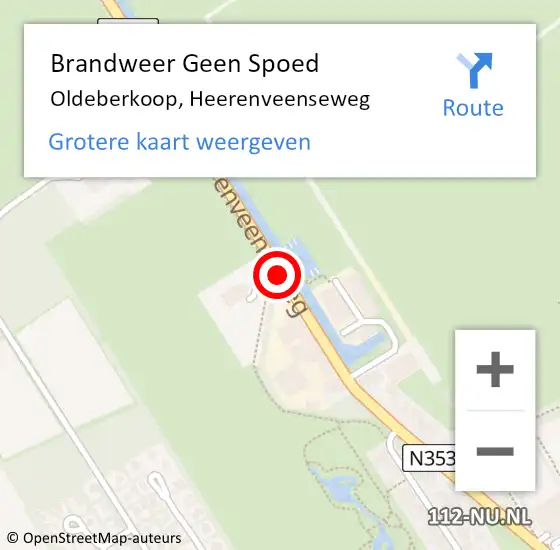 Locatie op kaart van de 112 melding: Brandweer Geen Spoed Naar Oldeberkoop, Heerenveenseweg op 15 november 2019 18:18