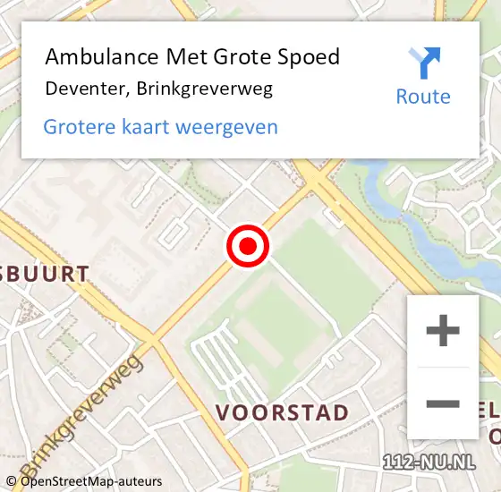 Locatie op kaart van de 112 melding: Ambulance Met Grote Spoed Naar Deventer, Brinkgreverweg op 15 november 2019 18:45