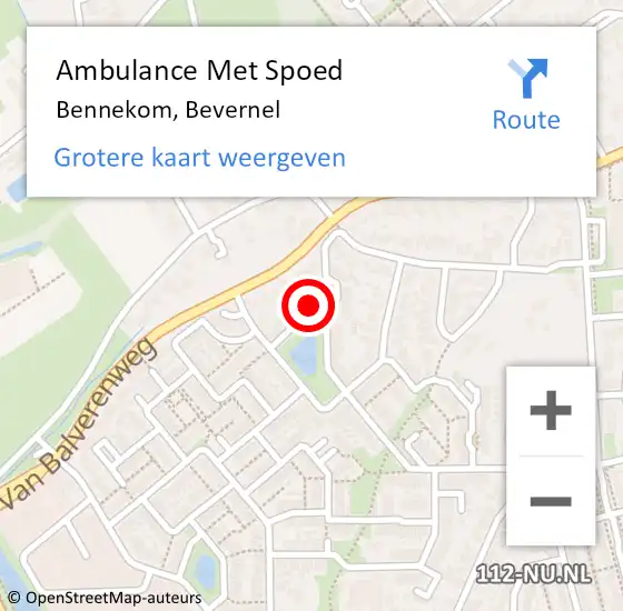 Locatie op kaart van de 112 melding: Ambulance Met Spoed Naar Bennekom, Bevernel op 15 november 2019 19:54