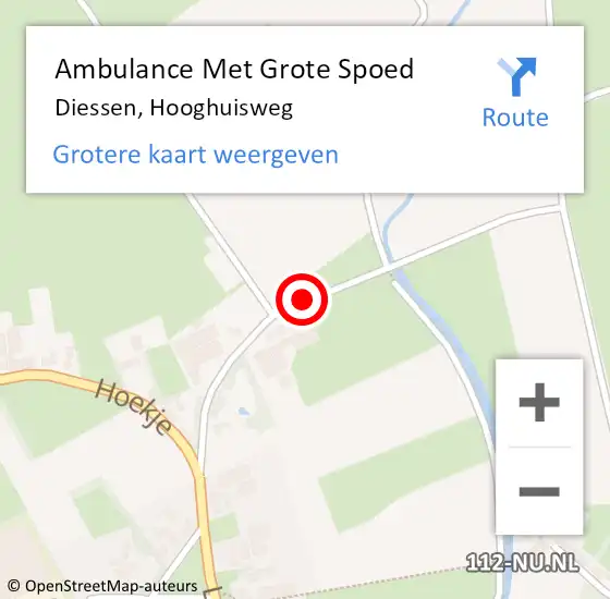 Locatie op kaart van de 112 melding: Ambulance Met Grote Spoed Naar Diessen, Hooghuisweg op 15 november 2019 20:38