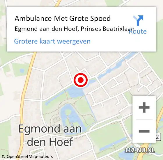 Locatie op kaart van de 112 melding: Ambulance Met Grote Spoed Naar Egmond aan den Hoef, Prinses Beatrixlaan op 15 november 2019 22:45