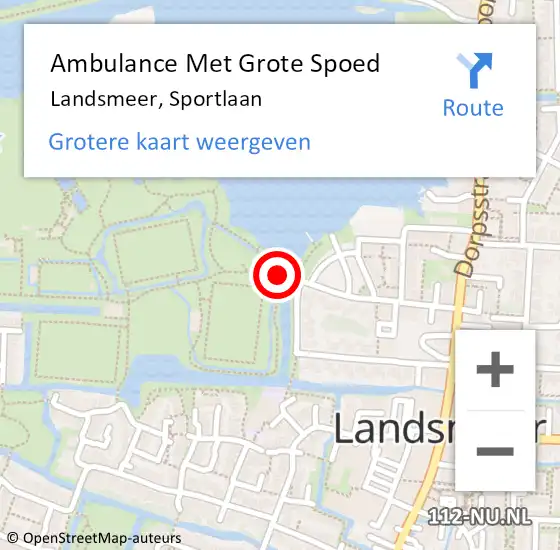 Locatie op kaart van de 112 melding: Ambulance Met Grote Spoed Naar Landsmeer, Sportlaan op 15 november 2019 23:11