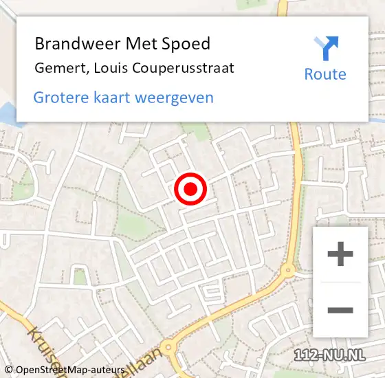 Locatie op kaart van de 112 melding: Brandweer Met Spoed Naar Gemert, Louis Couperusstraat op 16 november 2019 00:26