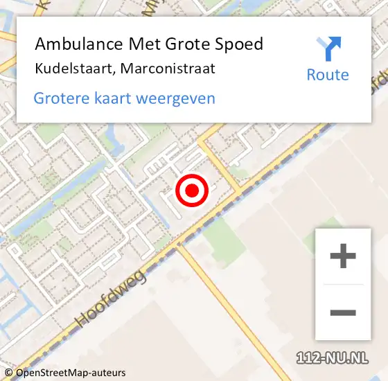 Locatie op kaart van de 112 melding: Ambulance Met Grote Spoed Naar Kudelstaart, Marconistraat op 16 november 2019 00:28