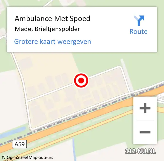 Locatie op kaart van de 112 melding: Ambulance Met Spoed Naar Made, Brieltjenspolder op 16 november 2019 00:29