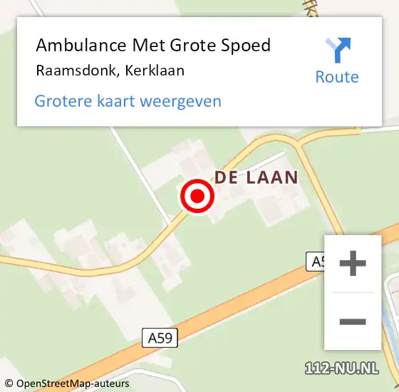 Locatie op kaart van de 112 melding: Ambulance Met Grote Spoed Naar Raamsdonk, Kerklaan op 16 november 2019 00:32