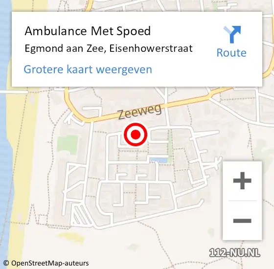 Locatie op kaart van de 112 melding: Ambulance Met Spoed Naar Egmond aan Zee, Eisenhowerstraat op 19 april 2014 22:40