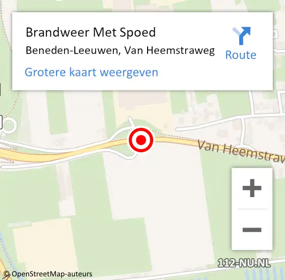 Locatie op kaart van de 112 melding: Brandweer Met Spoed Naar Beneden-Leeuwen, Van Heemstraweg op 16 november 2019 01:27