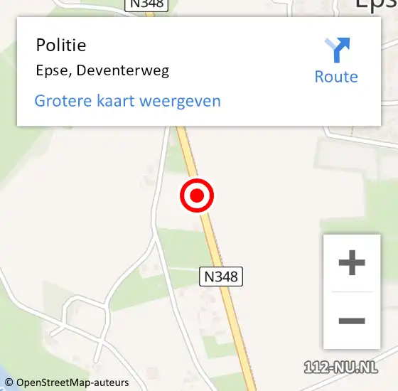 Locatie op kaart van de 112 melding: Politie Epse, Deventerweg op 16 november 2019 01:34