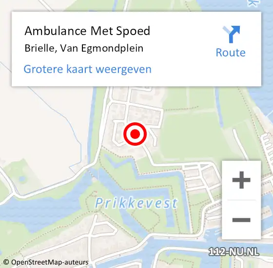 Locatie op kaart van de 112 melding: Ambulance Met Spoed Naar Brielle, Van Egmondplein op 16 november 2019 01:45