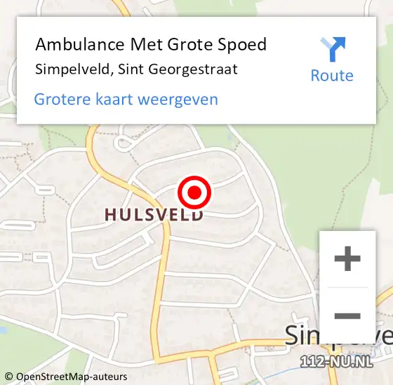 Locatie op kaart van de 112 melding: Ambulance Met Grote Spoed Naar Simpelveld, Sint Georgestraat op 19 april 2014 22:49