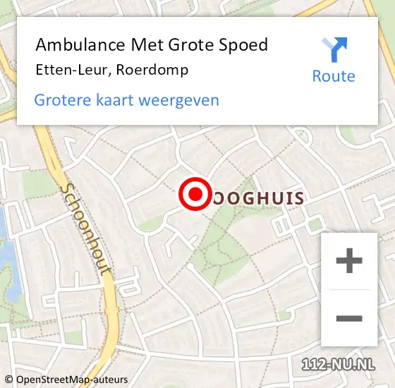 Locatie op kaart van de 112 melding: Ambulance Met Grote Spoed Naar Etten-Leur, Roerdomp op 16 november 2019 08:48