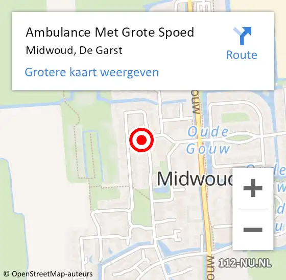 Locatie op kaart van de 112 melding: Ambulance Met Grote Spoed Naar Midwoud, De Garst op 16 november 2019 10:38