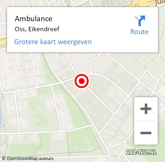 Locatie op kaart van de 112 melding: Ambulance Oss, Eikendreef op 16 november 2019 11:19