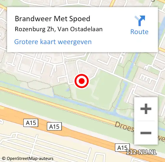 Locatie op kaart van de 112 melding: Brandweer Met Spoed Naar Rozenburg Zh, Van Ostadelaan op 16 november 2019 11:46