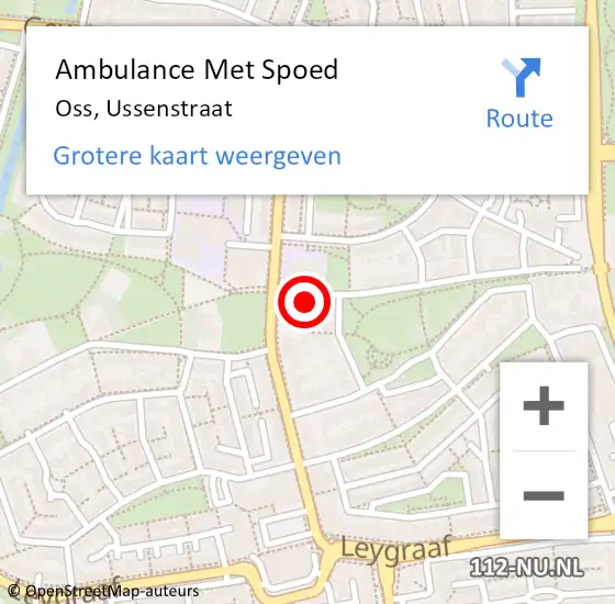 Locatie op kaart van de 112 melding: Ambulance Met Spoed Naar Oss, Ussenstraat op 16 november 2019 11:50