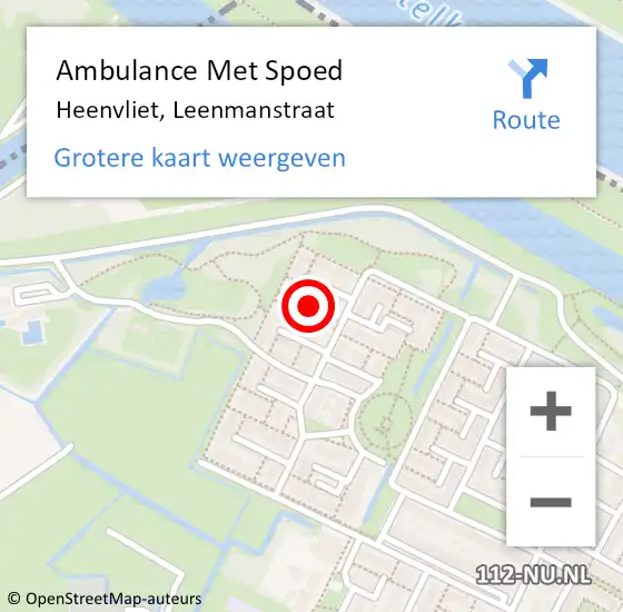 Locatie op kaart van de 112 melding: Ambulance Met Spoed Naar Heenvliet, Leenmanstraat op 16 november 2019 11:51