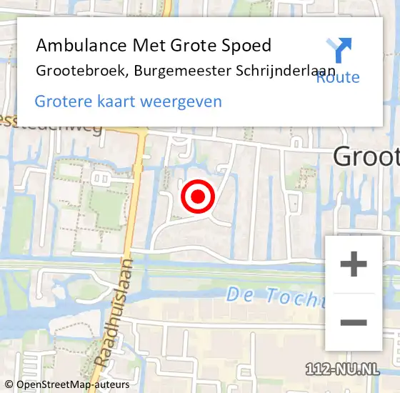 Locatie op kaart van de 112 melding: Ambulance Met Grote Spoed Naar Grootebroek, Burgemeester Schrijnderlaan op 16 november 2019 11:55