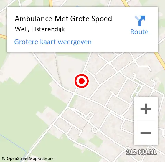 Locatie op kaart van de 112 melding: Ambulance Met Grote Spoed Naar Well, Elsterendijk op 19 april 2014 23:31