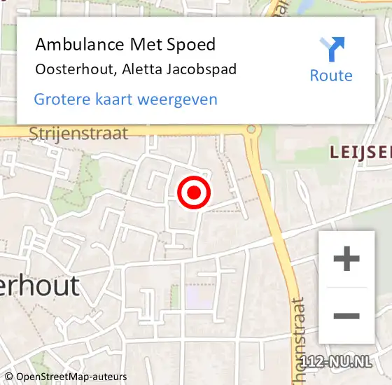 Locatie op kaart van de 112 melding: Ambulance Met Spoed Naar Oosterhout, Aletta Jacobspad op 16 november 2019 12:59