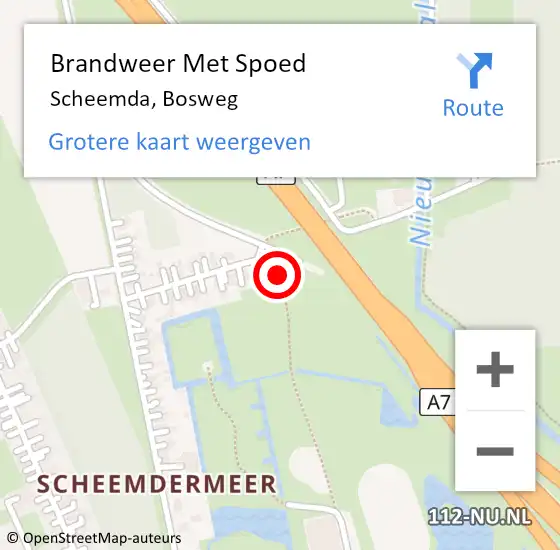 Locatie op kaart van de 112 melding: Brandweer Met Spoed Naar Scheemda, Bosweg op 19 april 2014 23:49